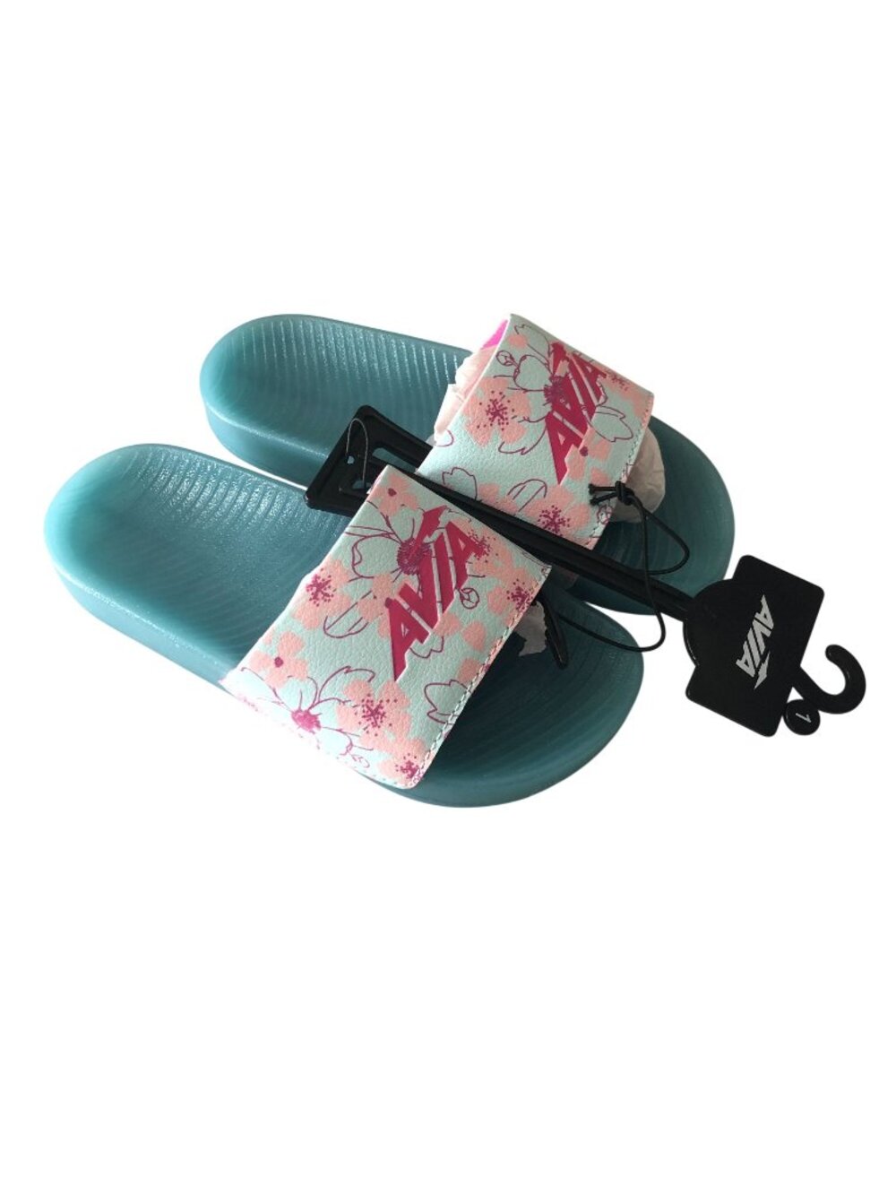 Avia Avi-Light-Up Girls Slide Sandals Blue Pink Floral Size 13